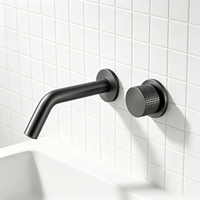 Robinet de lavabo mural WEIHAO gris anthracite encastré, eau chaude et froide, avec bouton de commande séparé pour lavabo de salle de bain