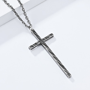 Unisex <b>Titanium</b> Steel Cross Necklace Minimalist Pendant Sweater <b>Chain</b> Artistic Retro Design - Product Image 4