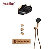 Ensemble de robinetterie de douche thermostatique encastrée en laiton de haute qualité, moderne, avec fonction pluie et cascade, pour salle de bain