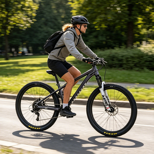 Vélo de montagne élégant avec cadre en aluminium gris foncé, selle confortable, 7 vitesses, cadre rigide, léger, imperméable, roues de 26 pouces, 52-mp3 - Product Image 2