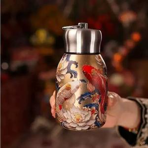 Vaso Térmico Golden Peacock Retro, Botella de Acero Inoxidable 304, Portátil, Creativa, de Alta Estética, con Boca Pequeña - Product Image 3