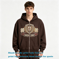 Sweat à capuche zippé OEM pour homme, coupe ample, manches courtes, style automne, vêtement de marque tendance pour homme, pull à capuche doublé polaire