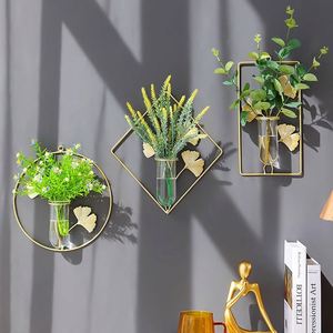 Décoration murale créative en forme de feuille de Ginkgo, vase hydroponique, pendentif mural doré, vente en gros - Product Image 2