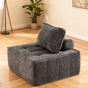 Modern Modular Sectional Single Sofa Armless Floor Sofa Removable <b>Back</b> <b>Cushion</b> Corduroy Swivel OE HOME Living Room Furniture - Product Image 2