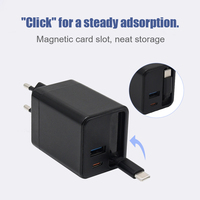 Cargador de 45W Retráctil, Disponible en Stock, Cable USB-A a Tipo C de 70cm, Enchufe Universal para EE. UU./UE/Reino Unido, Carga Rápida PD con Protección OCP