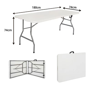 โต๊ะและเก้าอี้สำหรับงานเลี้ยง ขายตรงจากโรงงาน โต๊ะพับปรับระดับได้ โต๊ะพลาสติกพับได้แบบพกพา รูปทรงสี่เหลี่ยมผืนผ้า - Product Image 5