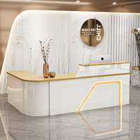 Comptoir de magasin de vêtements personnalisé en L Table de départ Spa incurvé Bureau de réception de salon de beauté Tables de bureau modernes