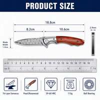 Couteau pliant tactique de Damas, couteau de poche pour la chasse et la survie en extérieur, couteau personnalisé à ouverture assistée, outil, cadeau pour homme DM014