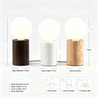 Lampe de table vintage à filament LED avec base en bois, lampe de bureau pour chambre à coucher, décoration de mariage