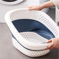 Paniers à linge pliables en plastique avec poignées, design intelligent pour gagner de la place, bac de rangement pour la cuisine, la chambre et la salle de bain