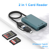 Lecteur de carte externe en alliage d'aluminium CFexpress Type A/B + SD 2 en 1 USB3.2 Gen2 Type-C 10 Gbps