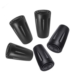 Protections de pointe pour bâtons de trekking, noires, cylindriques, en plastique, antidérapantes, résistantes à l'usure, pour bâtons de randonnée - Product Image 1