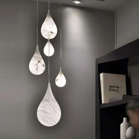 Lustre Goutte d'Eau en Cuivre Espagnol et Albâtre Blanc Chaud, Style Postmoderne Simple et Luxe Léger, Petit Luminaire Suspendu Créatif à LED Économe en Énergie