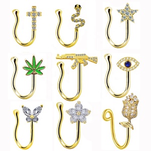 Gaby cơ thể đồ trang sức mới thiết kế mạ vàng không xuyên mũi Cuff giả mũi vòng mèo clip cho Đảng Bán Buôn Đồ trang sức bằng đồng - Product Image 2