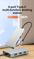 USB3.0 8 In 1 USB HUB Adaptor Multiport RJ45 1000M Ethernet TF/SD Card Reader Multifungsi Mendukung Stasiun Docking Tipe C