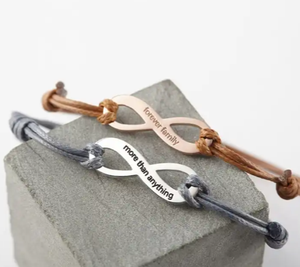 QIUHAN Engraving Personalized <strong>Infinity</strong> <strong>Bracelet</strong> Stainless Steel Rose 18k Gold Stamping Blank Infinite Charm Rope Couple <strong>Bracelet</strong> - Product Image 6