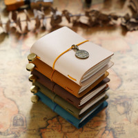 Nouveau Mini Premium Vache En Cuir Aventure-Journaux Durable Bloc-Notes Mémo En Cuir Véritable Bloc-Notes pour Road-Trip Journal Accessoires