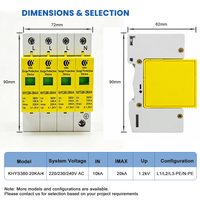 Dispositif de protection contre les surtensions T2 20kA 4P 385V/420V AC, installation sur rail DIN 35mm, parafoudre triphasé industriel