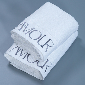 Bán Buôn Khăn Tắm Set 100% Bông Tay/Mặt/Khăn Mặt Trắng Tùy Chỉnh Thêu Logo Bông Mặt Khăn - Product Image 2