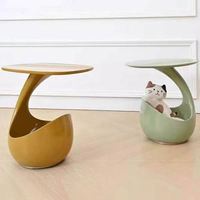 Mesa Auxiliar Moderna y Sencilla de Fibra de Vidrio para Sala de Estar, Mesa Auxiliar para Dormitorio con Almacenamiento, Mesa de Noche