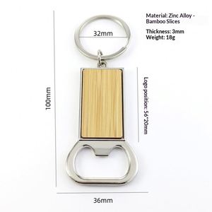 Creative Rotating Bamboo Model Cross Border Bottle Opener Keychains Blank Wood Openers <b>Key</b> Chains <b>Tag</b> for Engravable DIY Crafts - Product Image 2