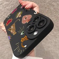 Coque de téléphone antichoc tendance motif Monde Animalier pour iPhone 16 15 17 Air Pro Max, couleur bonbon, protection arrière