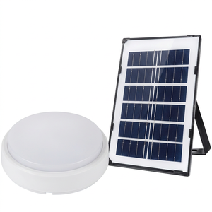 Plafonnier LED solaire à panneau mono-cristallin, corps en plastique, batterie rechargeable 2400 mAh, panneau solaire 3W, lumière du jour 6000K, faisceau 270° - Product Image 1
