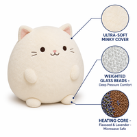 Jouets en peluche lestés personnalisés OEM, chat en peluche avec perles de verre chauffantes, thérapie sensorielle par pression profonde, cadeau apaisant