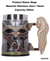 Vente en gros d'usine, souvenirs de films et de séries américaines, tasse à bière en acier inoxydable et résine, mug à bière Le Seigneur des Anneaux