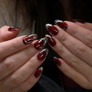 Uñas Postizas <span class=keywords><strong>de</strong></span> Bajo Precio al por Mayor, Estilo Barroco Retro <span class=keywords><strong>de</strong></span> Fantasía con Esmeraldas Doradas en 3D, Semielaboradas y Tejidas a Máquina - Product Image 3