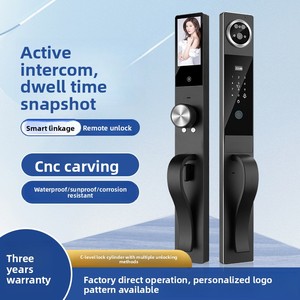 Cerradura Inteligente de Aleación de Aluminio Tallada con CNC, Reconocimiento Facial, Desbloqueo por Huella Dactilar, Monitoreo Activo, Ojo de Gato Visual, Modelo de Estilo Europeo - Product Image 2