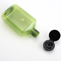Offre Spéciale bouteille PET verte transparente de 350ml avec bouteille de shampooing à presser à capuchon rabattable noir pour emballage cosmétique