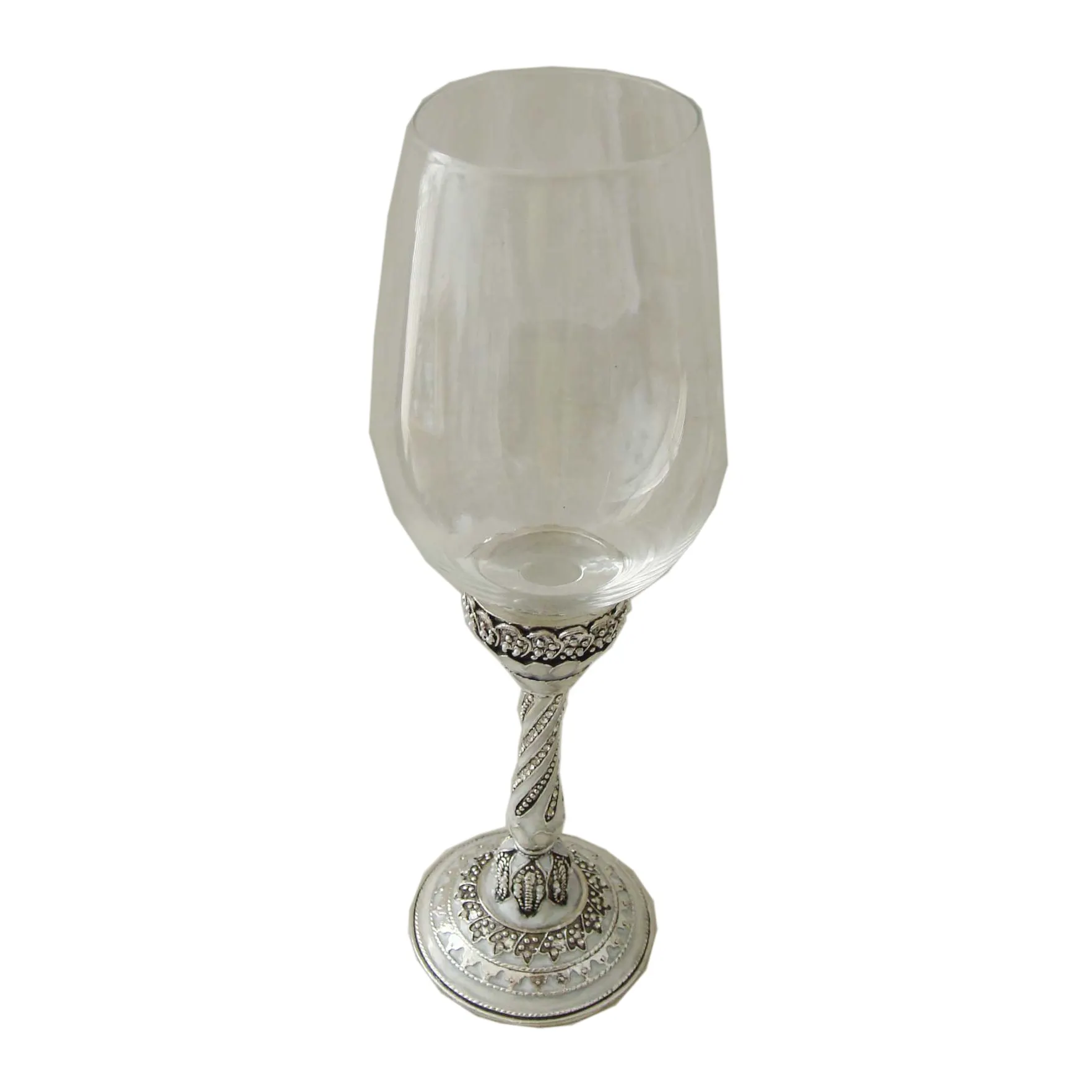 Antique Silver Metal Stem Wine Glass(P31016m1)