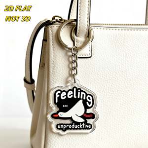 Portachiavi in acrilico a forma di anatra che si sente insonnata, divertente oca addormentata con design ZZZ e <span class=keywords><strong>gioco</strong></span> di <span class=keywords><strong>parole</strong></span>, ciondolo trasparente bifacciale - Product Image 5