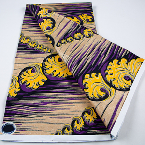 Nouveau Grand Wax 6 Yards Tissu Wax Doré Super Grand avec Motif Pailleté et Gaufré 100% Coton Hollandais Batik Tissus Africains Imprimés Wax - Product Image 4