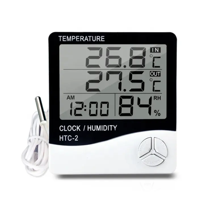 Thermomètre électronique avec tête de sonde, humidimètre de température domestique intérieur et extérieur HTC-2