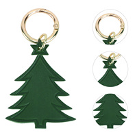Nouveau porte-clés de Noël en cuir véritable, breloque personnalisée pour voiture, téléphone, sac, pendentif en cuir de vachette, logo personnalisé disponible en gros