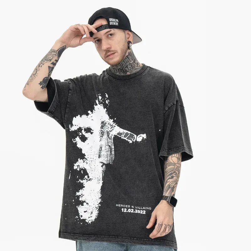 Clothing 250g Heavy Wash Solid Color T-shirt Wear Trendy Loose Brand Men's Short Sleeve Manufacturers Custom Summer Unisex