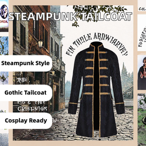 <b>Men</b> Medieval Steampunk Frock Coat Jacquard Tailcoat Gothic Victorian Costume Jacket Halloween <b>Cosplay</b> 4 XL - Product Image 2