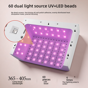 Großhandel Neue 2-in-1-UV-LED-Nagellampe aus Kunststoff mit PU-Hand kissen Schnellt rocknende Funktion Große Kapazität 60-teilige LED-Perlen Nagel trockner - Product Image 3