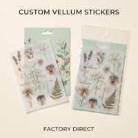 Feuilles d'autocollants en vellum or rose esthétiques personnalisées, thème fleurs séchées et calligraphie, OEM pour les marques de journalisation