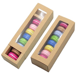 Custom Rectangle Valentine Bento Dessert Cake Macaron Packaging Gift Kraft Box Chocolate Candy Paper Packaging Box with Window
