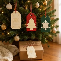 Étiquettes cadeaux de Noël personnalisées avec logo, découpées en carton, imprimées à l'or avec ficelle