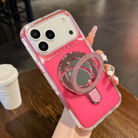 Coque de téléphone iPhone 17 Pro Max avec support miroir de maquillage, paillettes, protection intégrale anti-chute avec airbag et protection magnétique pour iPhone 15 Pro