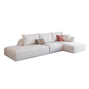 Canapé d'angle en tissu en forme de L de style crème moderne adapté au salon de l'appartement - Product Image 1