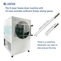 Lyophilisateur de laboratoire à double compresseur, grande capacité 5m2, 60-70kg, pour liquides d'escargot et aliments pour animaux, machine de lyophilisation à 18 plateaux
