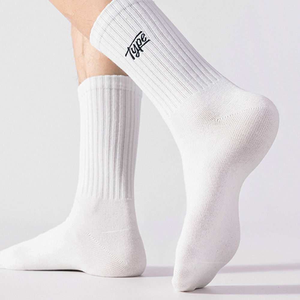 Wholesale High Quality Designer OEM Personalised Plain Knitted Embroidery Crew Men Embroidered Logo Custom Socks