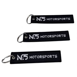 Factory Wholesale <b>Custom</b> Logo Woven Jet Tags Letter Charms <b>Keychain</b> - Product Image 3