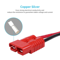 Connecteur d'alimentation rouge 4 AWG 50A/175A SB175, câble adaptateur d'extension de batterie