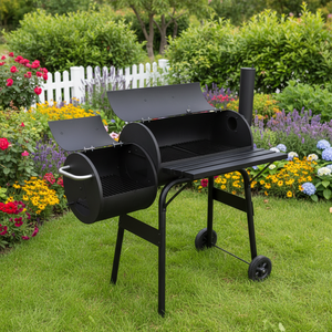 <span class=keywords><strong>Barbecue</strong></span> fumoir et grill au charbon de <span class=keywords><strong>bois</strong></span> 2-en-1, portable pour l'extérieur avec foyer latéral pour fumer le brisket, les côtes et les grillades de jardin - Product Image 2